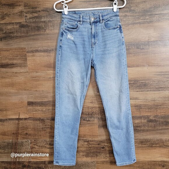 American Eagle Jeans Size 0 R Mom High Rise Medium Light Wash Stretch Denim - Picture 1 of 13